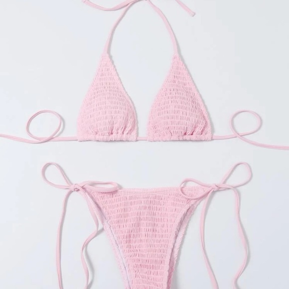 Smocked Triangle Bikini Swimsuit - Picture 3 of 8